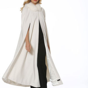 Cashmere Opera Cape Cloak Winter White Fox Trim 52